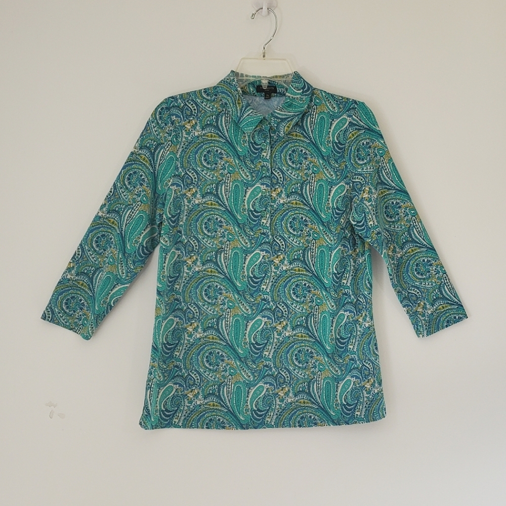 Talbots Half Button Top